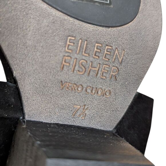 Eileen Fisher Size 7.5 Black Suede Mary Shoes Cuban Heel Twisted Strap Sexy! - Picture 15 of 16